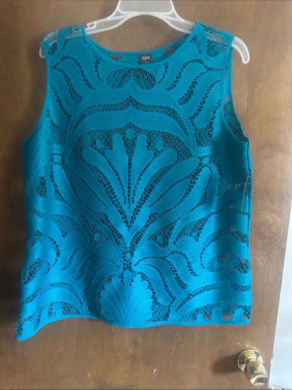 City Streets Teal Crochet Tank Top